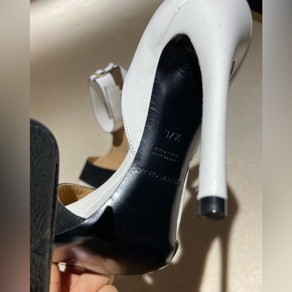 emporio armani Women's White Black Heels Pump Leather Suede - Picture 5 of 7